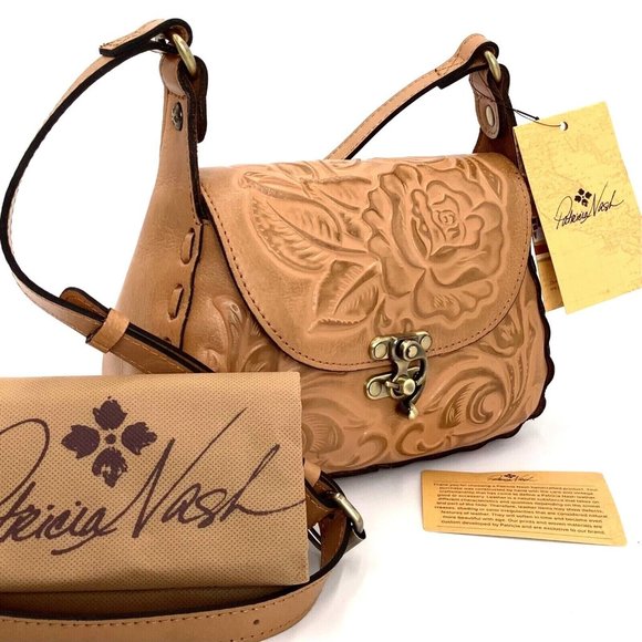 Patricia Nash Handbags - Patricia Nash Lucia Crossbody Shoulder Bag Tooled Biscuit Tan Leather NWT $189